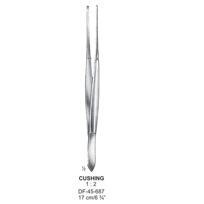 Cushing Tissue Forceps, Straight, 1:2 Teeth, 17cm (DF-45-687)