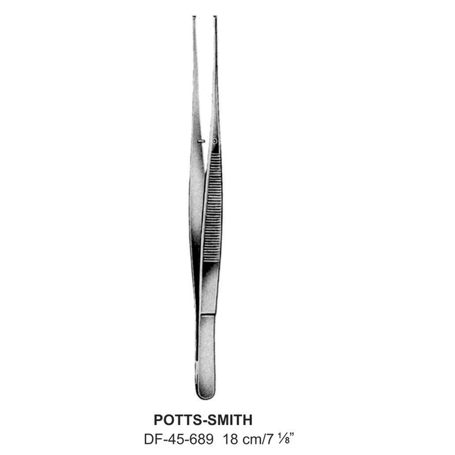 Potts-Smith Tissue Forceps, Straight, 1:2 Teeth, 18cm  (DF-45-689) by Dr. Frigz