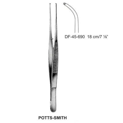 Potts-Smith Tissue Forceps, Curved, 1:2 Teeth, 18cm  (DF-45-690) by Dr. Frigz