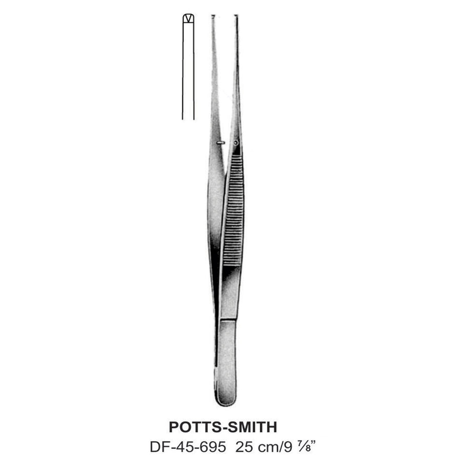 Potts-Smith Tissue Forceps, Straight, 1:2 Teeth, 25cm  (DF-45-695) by Dr. Frigz