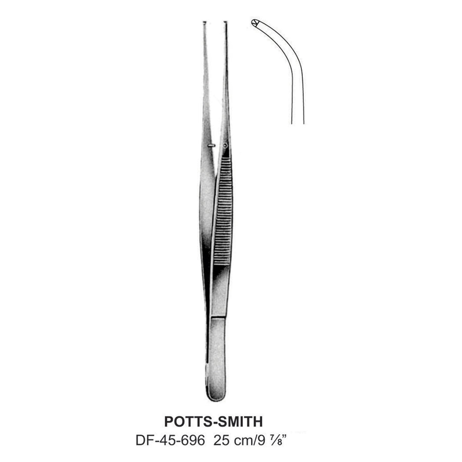 Potts-Smith Tissue Forceps, Curved, 1:2 Teeth, 25cm  (DF-45-696) by Dr. Frigz