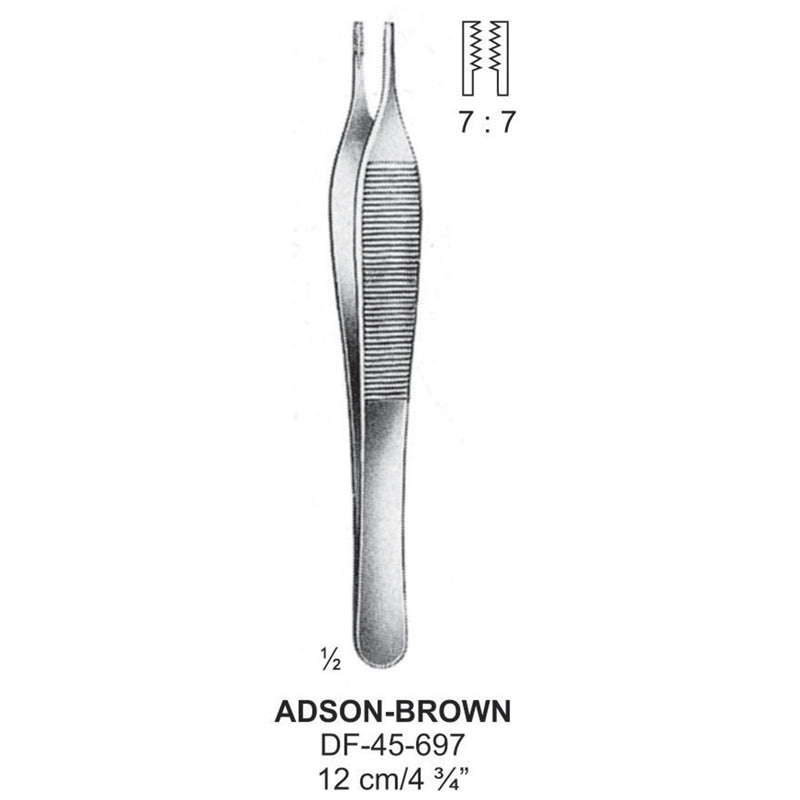 Adson-Brown Tissue Forceps, Straight, 7:7 Teeth, 12cm (DF-45-697) by Dr. Frigz