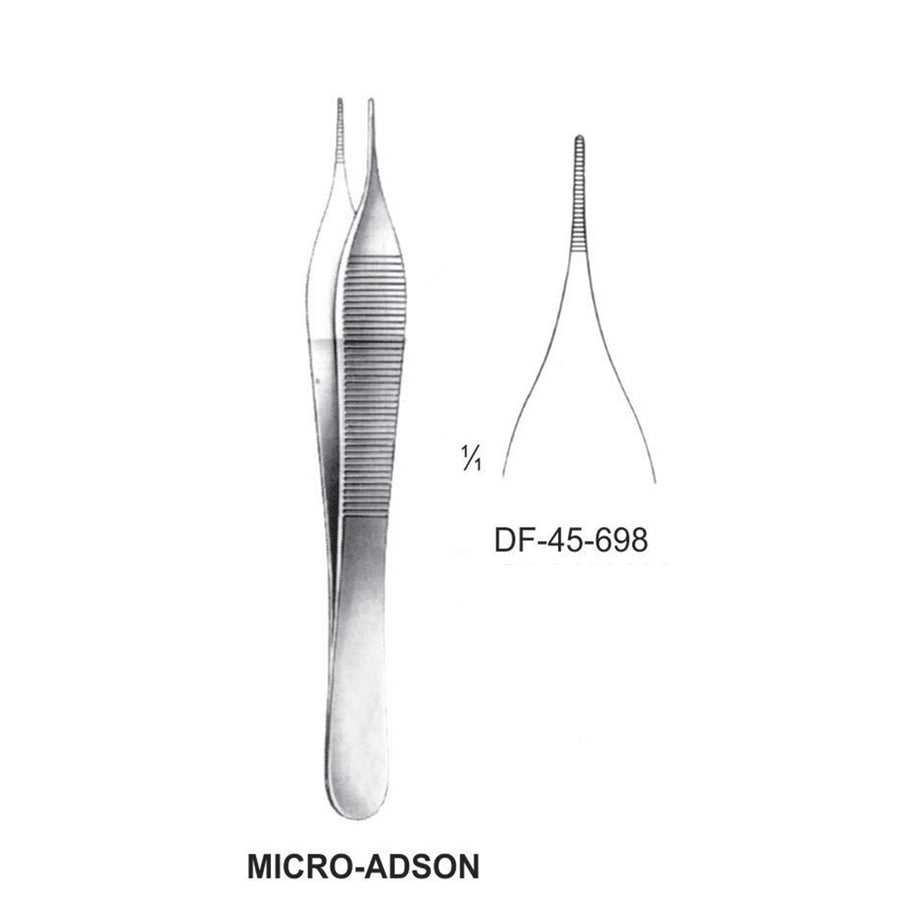 Micro-Adson Dressing Forceps, Straight, Serrated, 12cm (DF-45-698) by Dr. Frigz