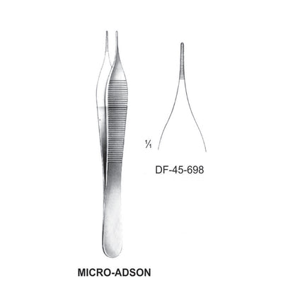 Micro-Adson Dressing Forceps, Straight, Serrated, 12cm (DF-45-698)