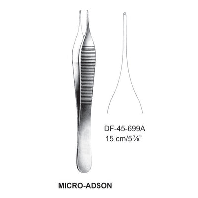 Micro-Adson Tissue Forceps, Straight, 1:2 Teeth, 15cm (DF-45-699A)