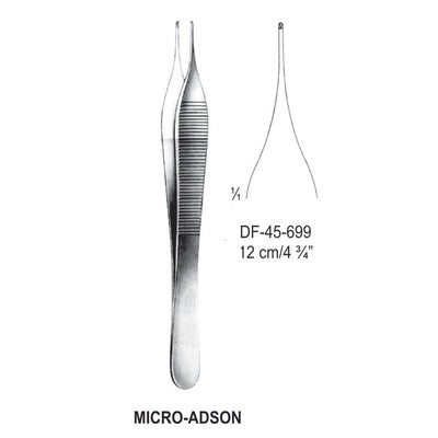 Micro-Adson Tissue Forceps, Straight, 1:2 Teeth, 12cm (DF-45-699)