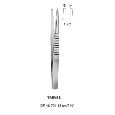 Treves Tissue Forceps, Straight, 1:2 Teeth, 13cm  (DF-46-701) by Dr. Frigz