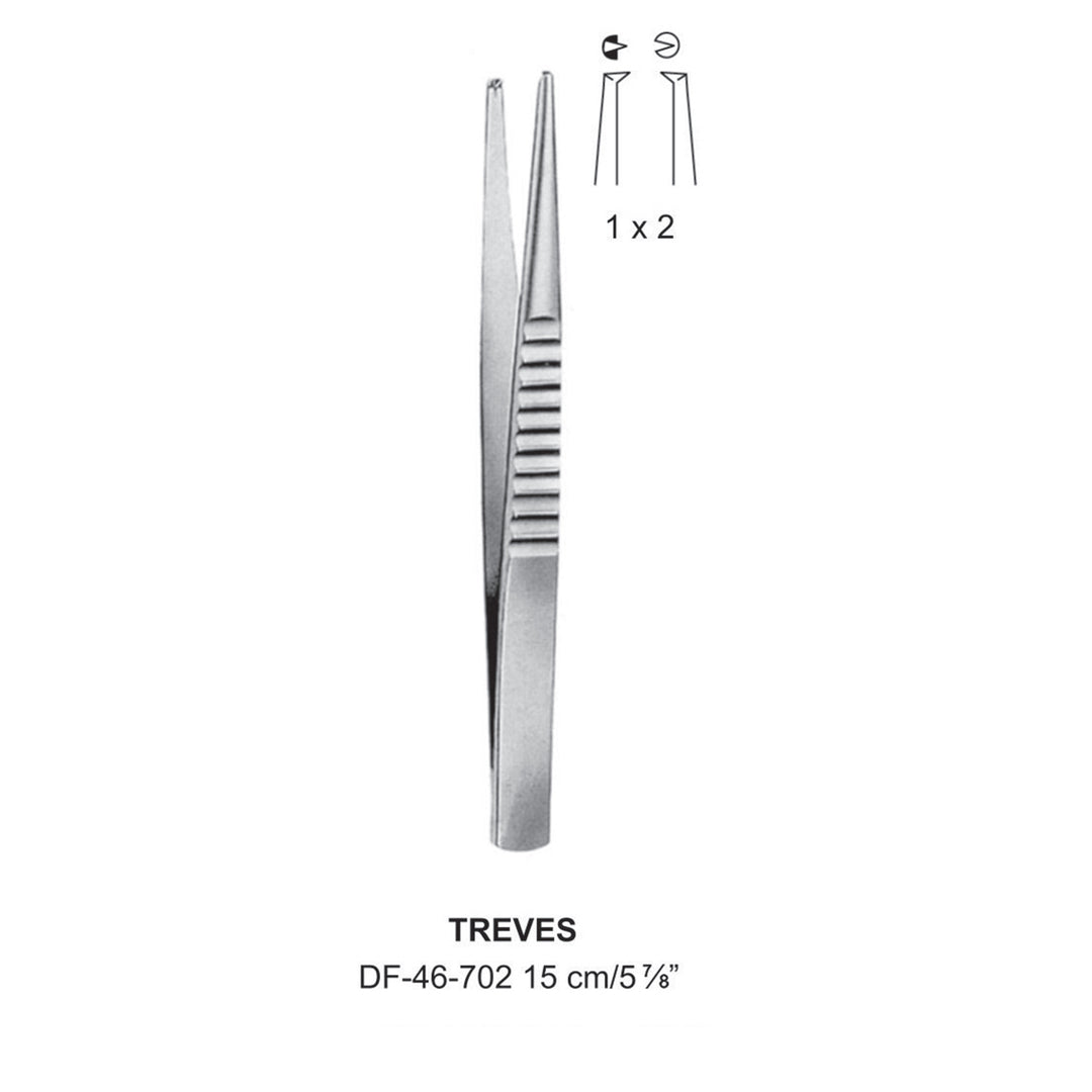 Treves Tissue Forceps, Straight, 1:2 Teeth, 15cm  (DF-46-702) by Dr. Frigz