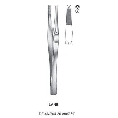 Lane Tissue Forceps, Straight, 1:2 Teeth, 20cm  (DF-46-704)