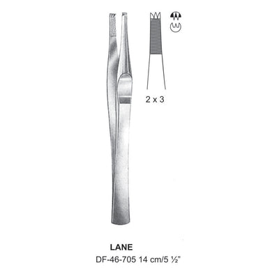 Lane Tissue Forceps, Straight, 2:3 Teeth, 14cm  (DF-46-705)