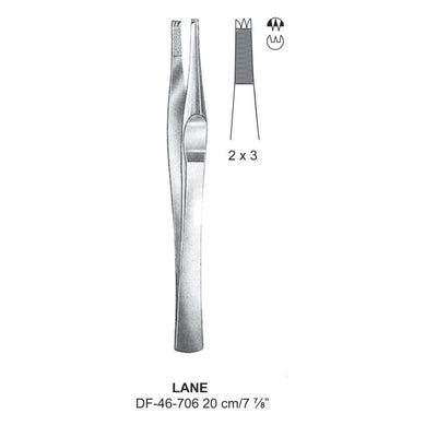 Lane Tissue Forceps, Straight, 2:3 Teeth, 20cm  (DF-46-706)