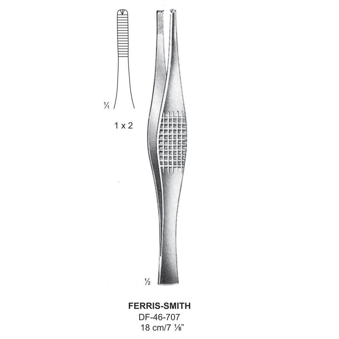 Ferris-Smith Tissue Forceps, Straight, 1:2 Teeth, 18cm (DF-46-707) by Dr. Frigz