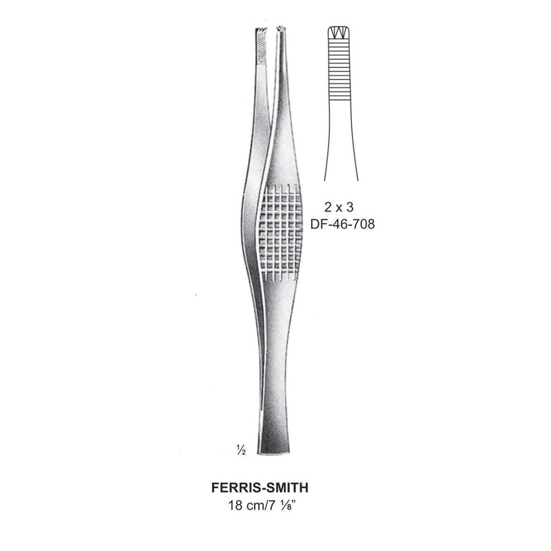 Ferris-Smith Tissue Forceps, Straight, 2:3 Teeth, 18cm (DF-46-708) by Dr. Frigz