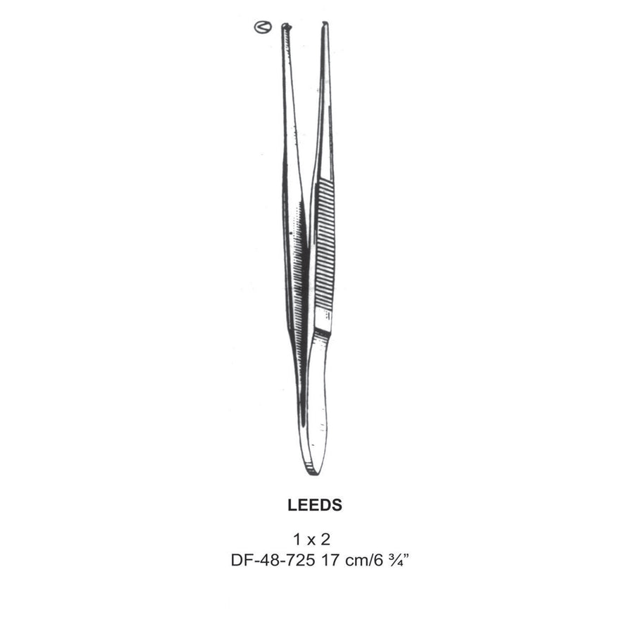 Leeds Tissue Forceps, Straight, 1:2 Teeth, 17cm  (DF-48-725) by Dr. Frigz