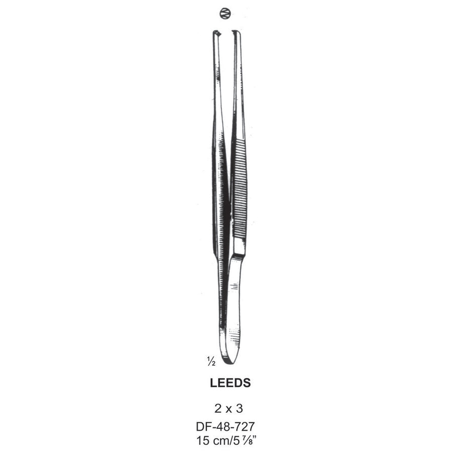 Leeds Tissue Forceps, Straight, 2:3 Teeth, 15cm  (DF-48-727) by Dr. Frigz