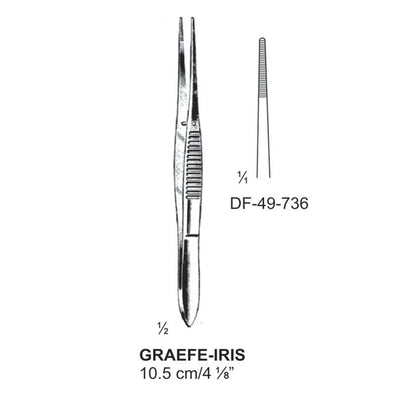 Graefe-Iris Forceps, Straight, Serrated,  10.5cm (DF-49-736) by Dr. Frigz