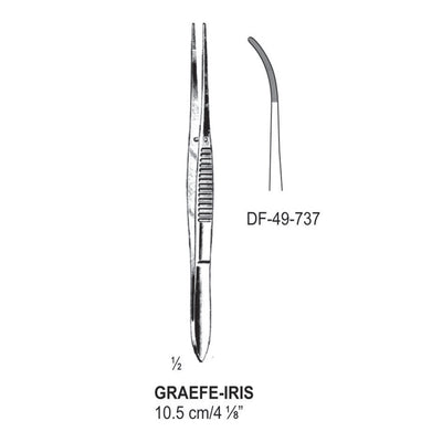 Graefe-Iris Forceps, Light Curved, Serrated,  10.5cm (DF-49-737)