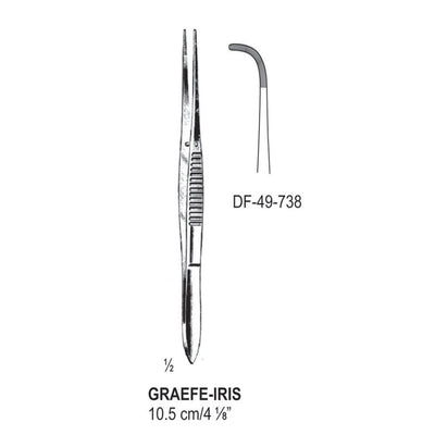 Graefe-Iris Forceps, Full Curved, Serrated,  10.5cm (DF-49-738) by Dr. Frigz