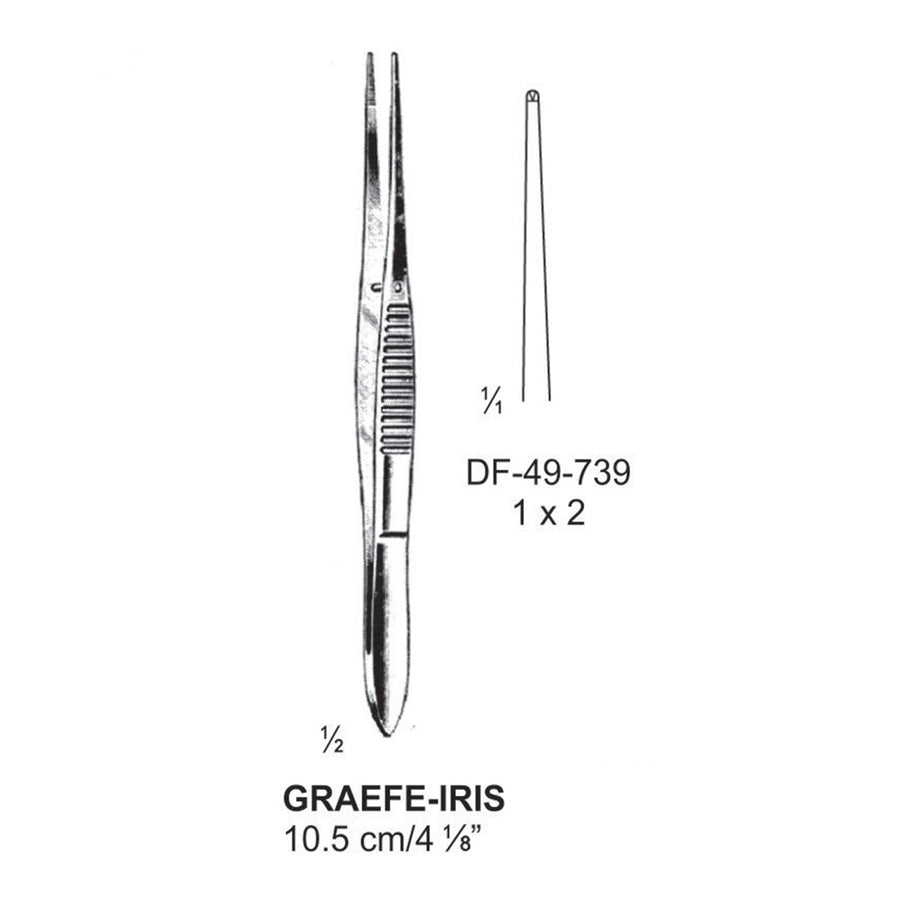 Graefe-Iris Forceps, Straight, 1:2 Teeth,  10.5cm (DF-49-739) by Dr. Frigz