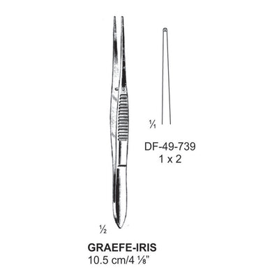 Graefe-Iris Forceps, Straight, 1:2 Teeth,  10.5cm (DF-49-739)