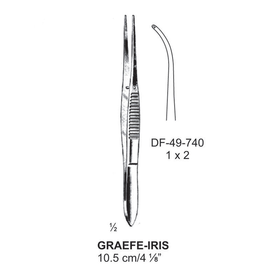 Graefe-Iris Forceps, Light Curved, 1:2 Teeth,  10.5cm (DF-49-740) by Dr. Frigz
