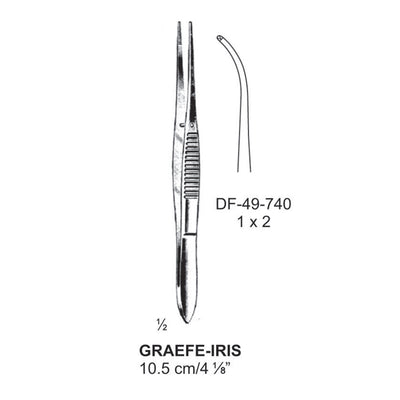 Graefe-Iris Forceps, Light Curved, 1:2 Teeth,  10.5cm (DF-49-740)