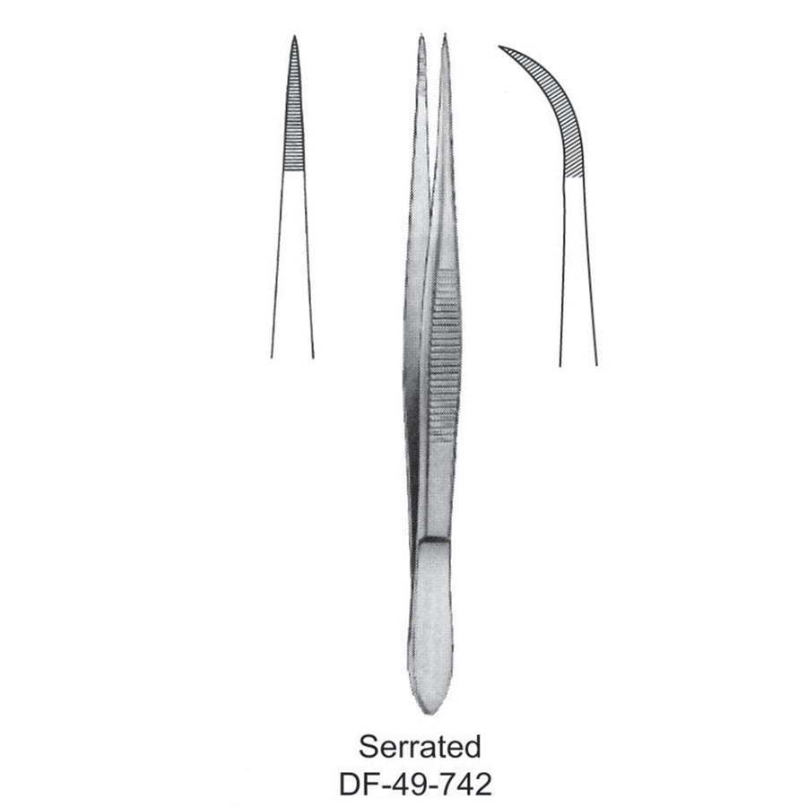 Fine Pattern Forceps, Straight, Serrated, 8cm (DF-49-742) by Dr. Frigz