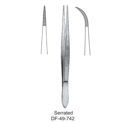 Fine Pattern Forceps, Straight, Serrated, 8cm (DF-49-742)