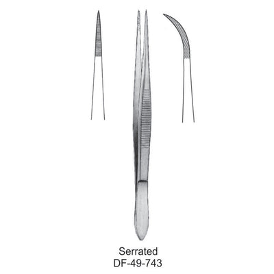 Fine Pattern Forceps, Curved, Serrated, 8cm (DF-49-743)