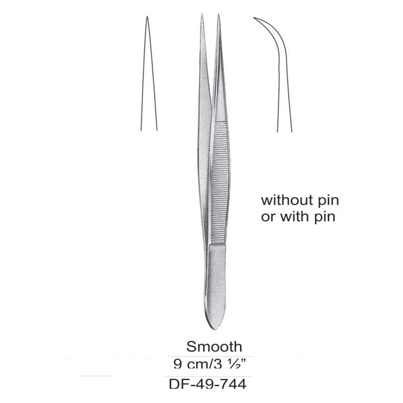 Fine Pattern Forceps, Straight, Smooth, 9cm (DF-49-744) by Dr. Frigz