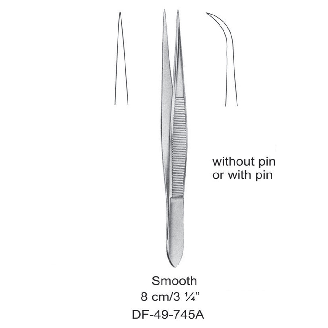 Fine Pattern Forceps, Curved, Smooth, 8cm (DF-49-745A) by Dr. Frigz