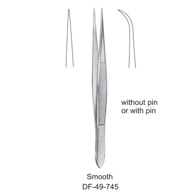 Fine Pattern Forceps, Curved, Smooth, 9cm (DF-49-745)
