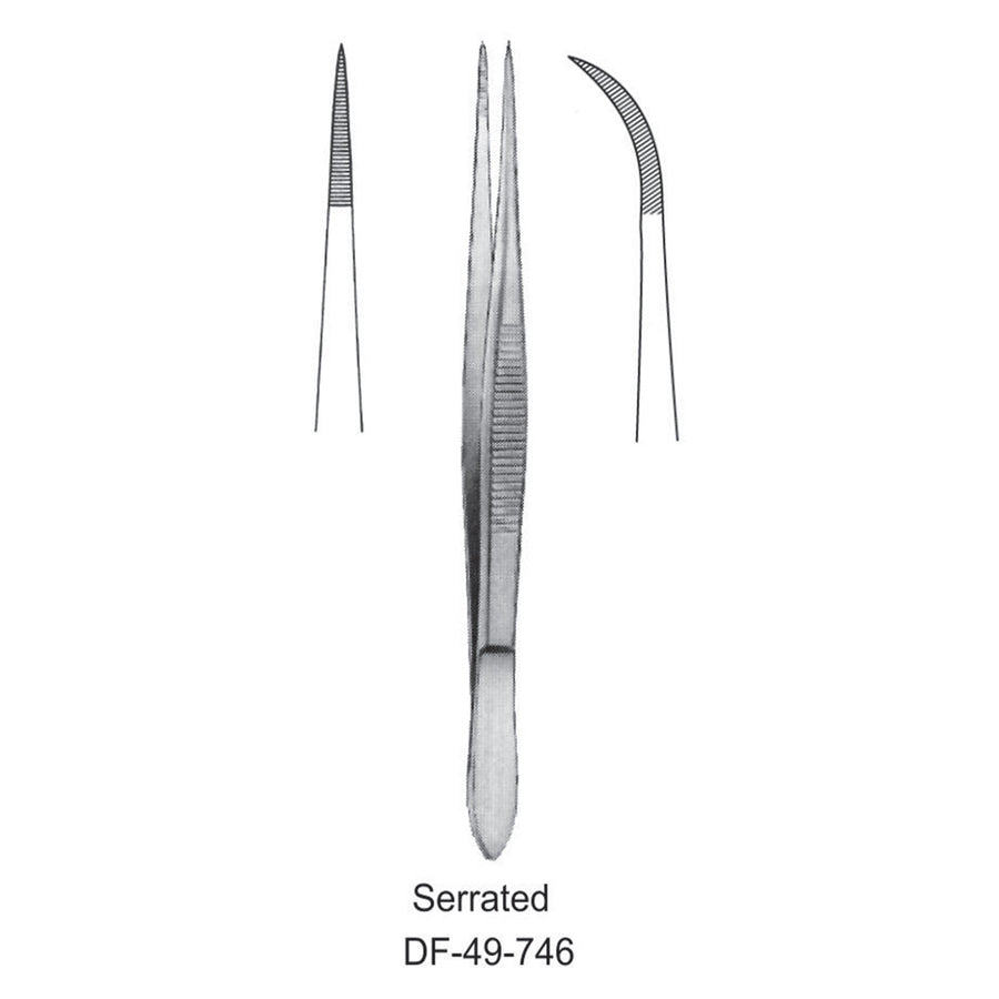 Fine Pattern Forceps, Straight, Serrated, 9cm (DF-49-746) by Dr. Frigz