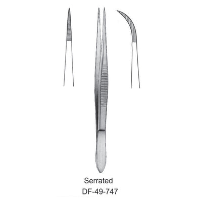 Fine Pattern Forceps, Curved, Serrated, 9cm (DF-49-747)