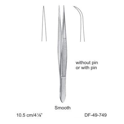 Fine Pattern Forceps, Curved, Smooth, 10.5cm (DF-49-749)