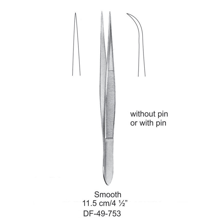 Fine Pattern Forceps, Curved, Smooth, 11.5cm (DF-49-753) by Dr. Frigz