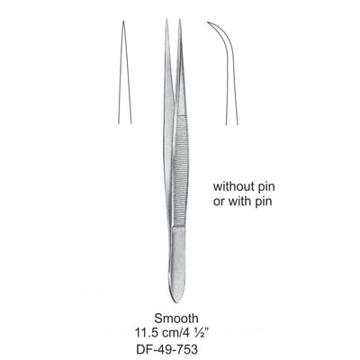 Fine Pattern Forceps, Curved, Smooth, 11.5cm (DF-49-753)
