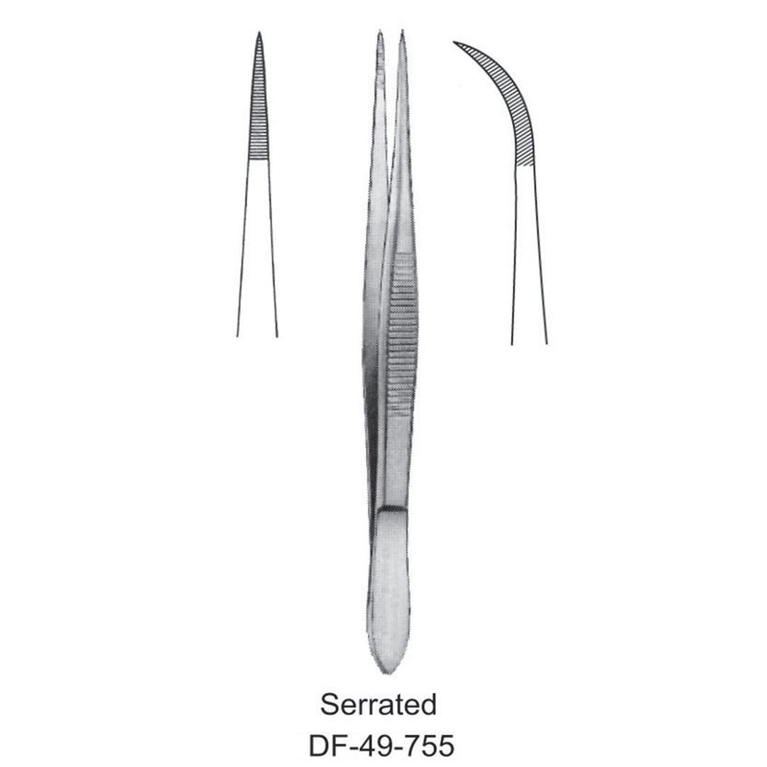 Fine Pattern Forceps, Curved, Serrated, 11.5cm (DF-49-755) by Dr. Frigz