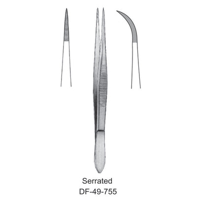 Fine Pattern Forceps, Curved, Serrated, 11.5cm (DF-49-755)