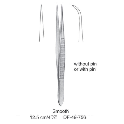 Fine Pattern Forceps, Straight, Smooth, 12.5cm (DF-49-756)