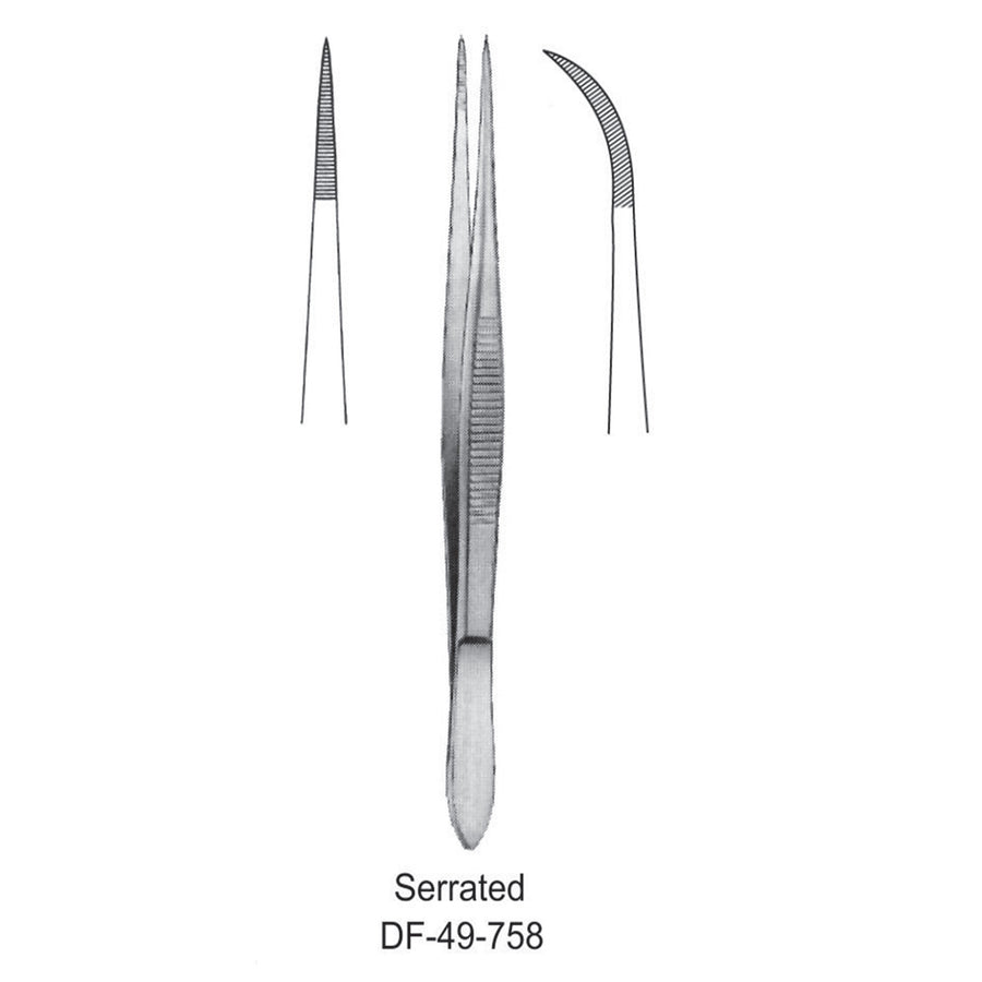 Fine Pattern Forceps, Straight, Serrated, 12.5cm (DF-49-758) by Dr. Frigz