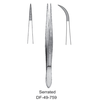 Fine Pattern Forceps, Curved, Serrated, 12.5cm (DF-49-759)
