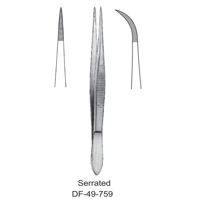 Fine Pattern Forceps, Curved, Serrated, 12.5cm (DF-49-759) by Dr. Frigz