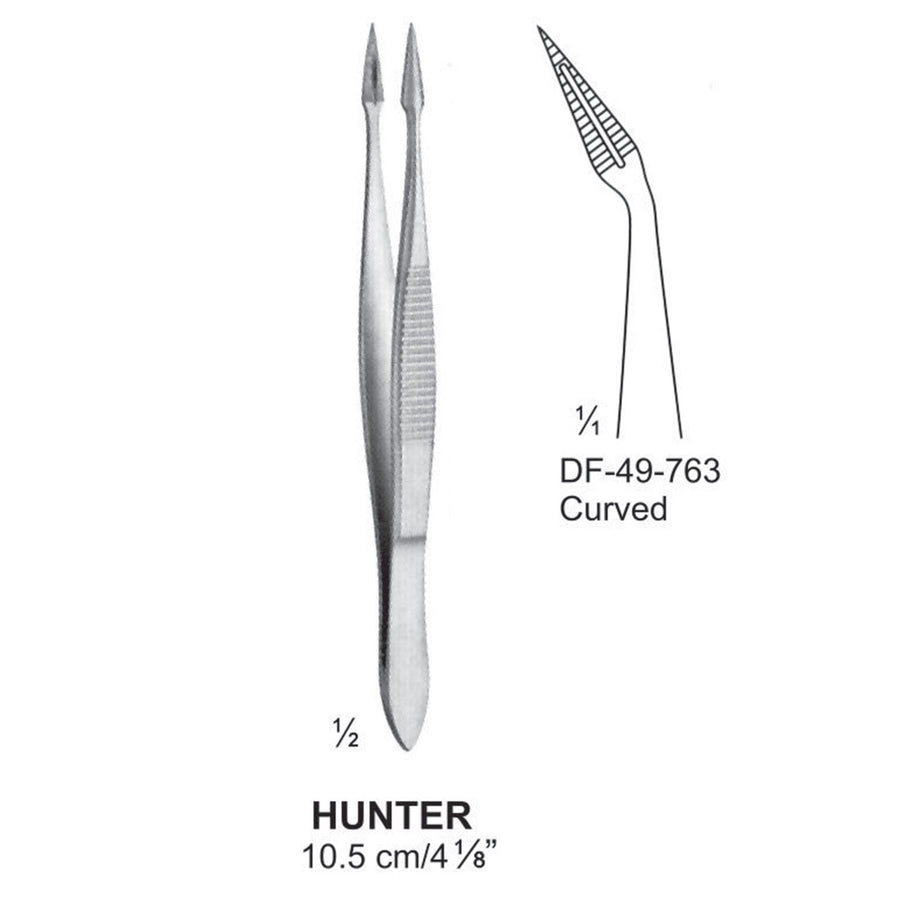 Hunter Splinter Forceps, Curved, 10.5cm (DF-49-763) by Dr. Frigz