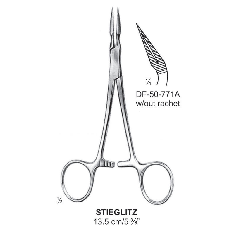 Stieglitz Splinter Forceps, Without Rachet, Curved, 13.5cm (DF-50-771A) by Dr. Frigz
