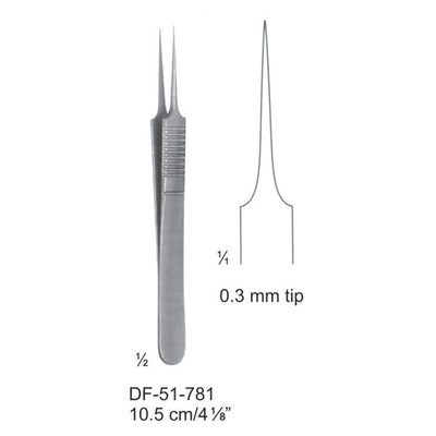 Micro Forceps, 0.3mm Tip, Straight, 10.5cm (DF-51-781)