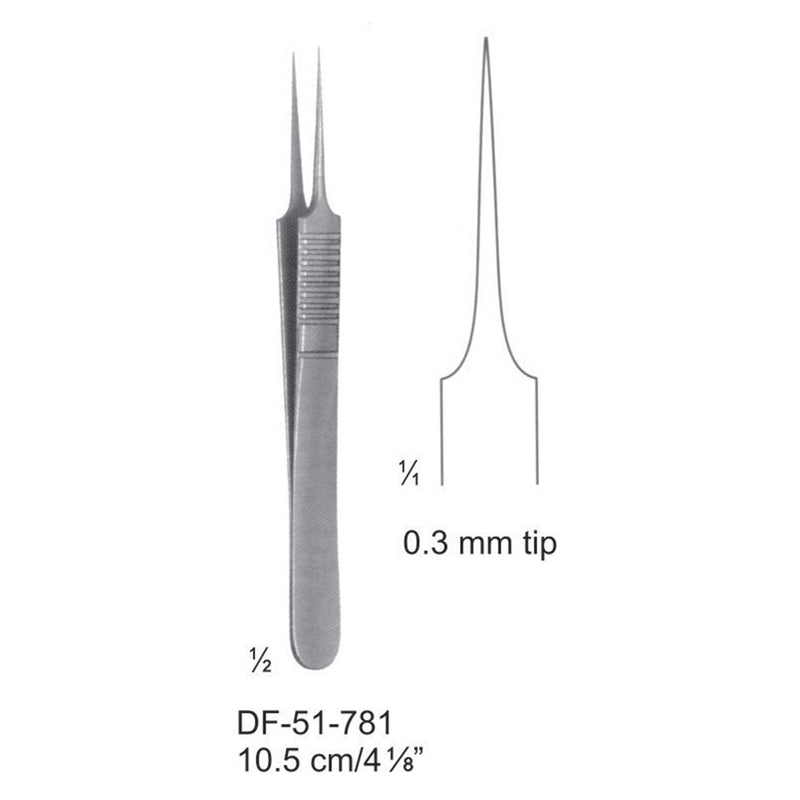 Micro Forceps, 0.3mm Tip, Straight, 10.5cm (DF-51-781) by Dr. Frigz