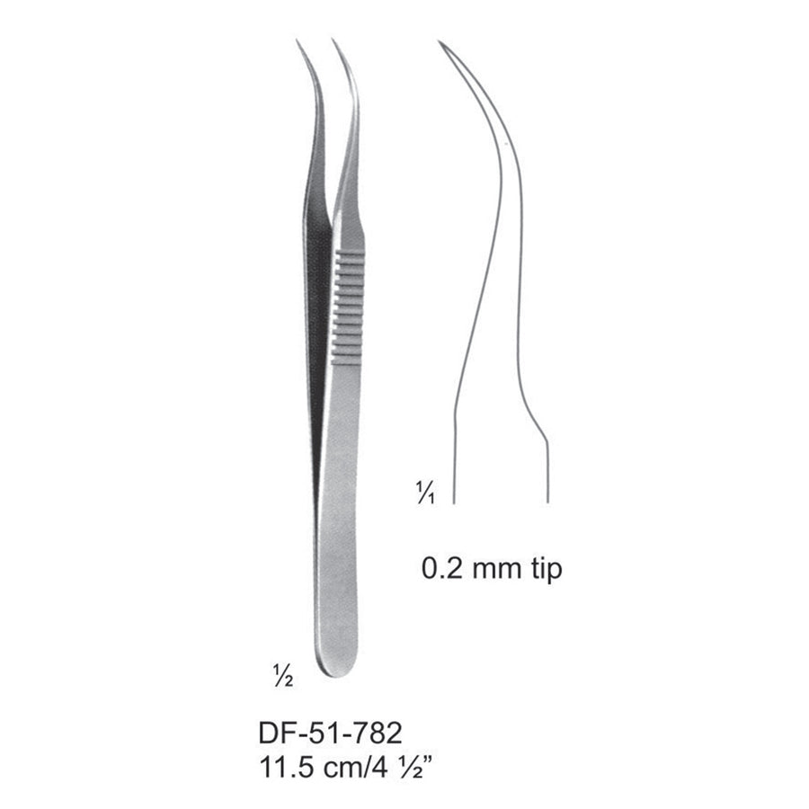 Micro Forceps, 0.2mm Tip, Angled, 11.5cm (DF-51-782) by Dr. Frigz