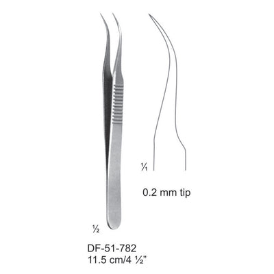 Micro Forceps, 0.2mm Tip, Angled, 11.5cm (DF-51-782)