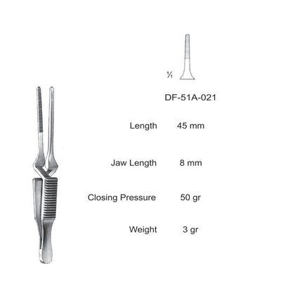 Diethrich  Bulldog Clamps, Straight, 45mm (DF-51A-021)